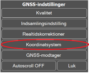 Trimble Penmap GNSS-indstillinger Koordinatsystem